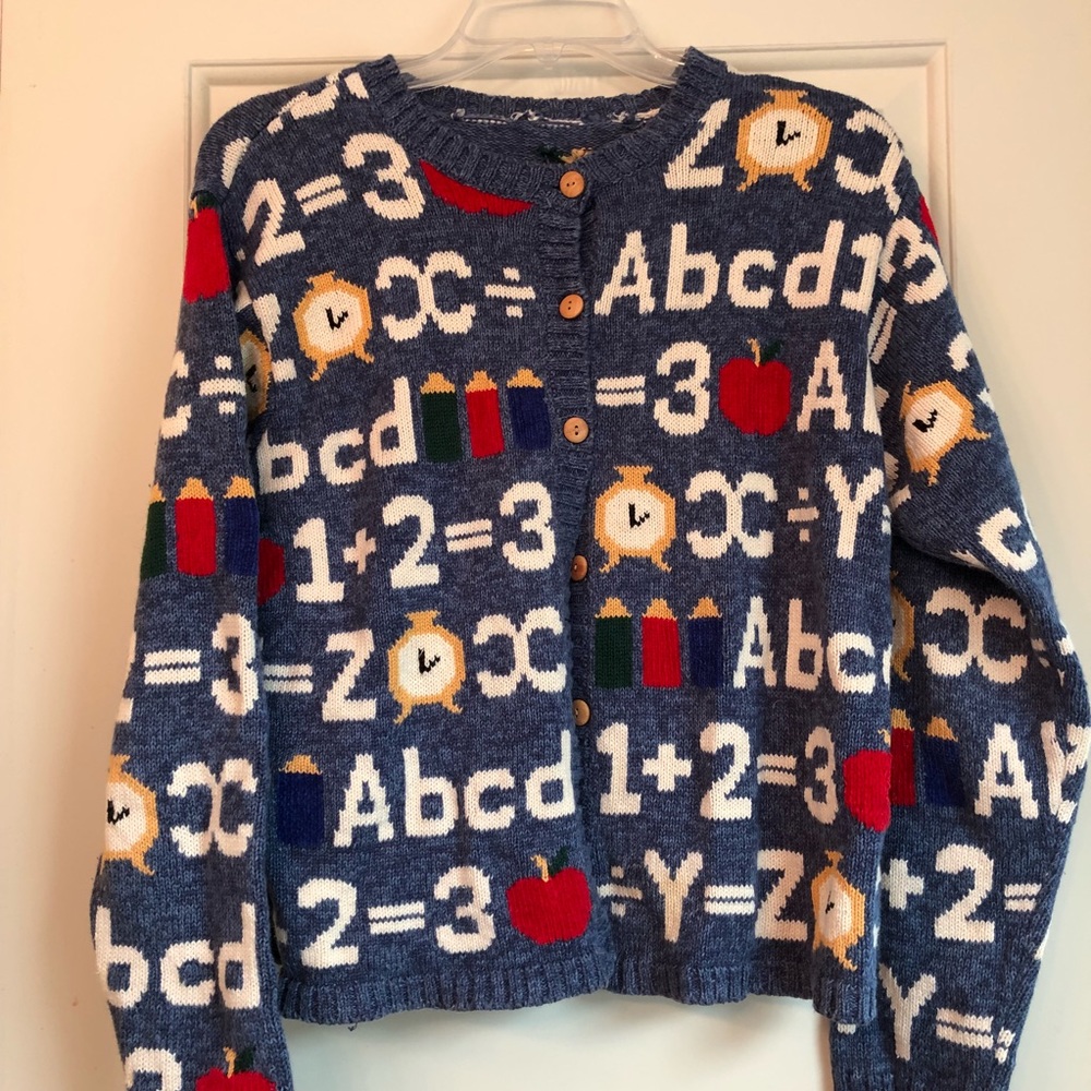 “Teachers” sweater.